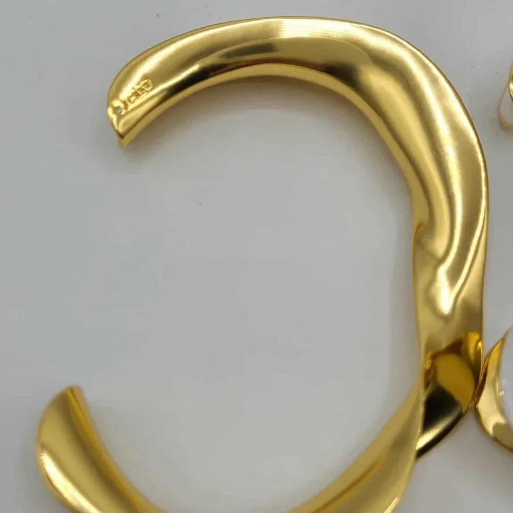 J Crew Gold tone Twisted Cuff Bracelet & White Enamel Gold Tone Twisted Cuff